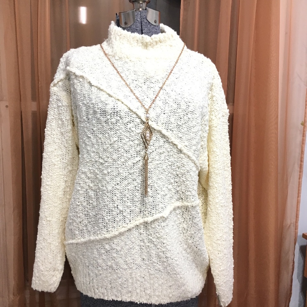 CHAUS/ Knit Your Love Turtleneck Sweater in Ivory.
